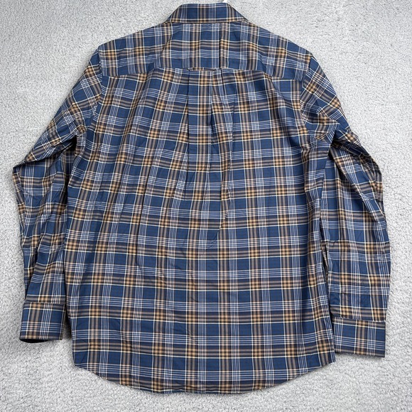 Orvis Shirt Mens Medium Blue Brown Plaid Stretch Long Sleeve Button Up Casual - Picture 8 of 12